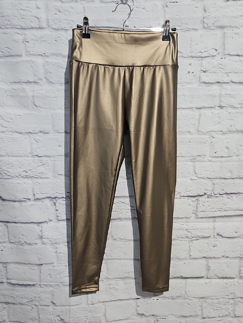 Metallic Gold High-Waist Leggings